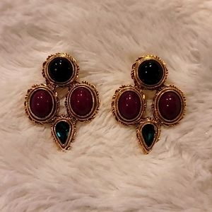 Vintage Stud Earrings with Emeralds